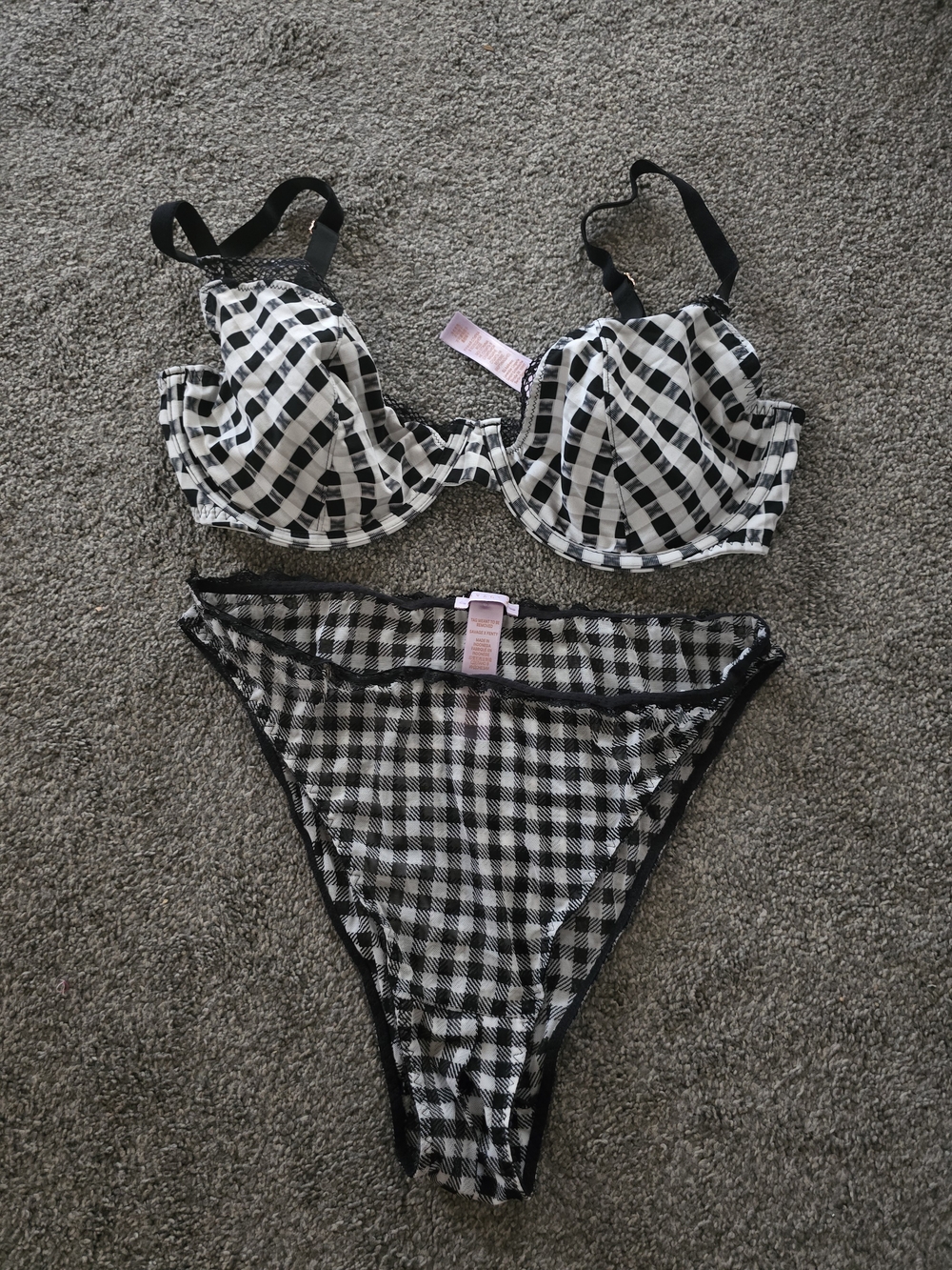 Savage X Fenty Black & White Gingham Bra & Panties